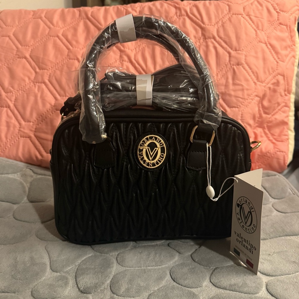 Valentino Black Quilted Satchel